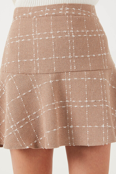 Lela Fusta mini de iarnă cu volan în carouri FUSTA 611ET00176W4