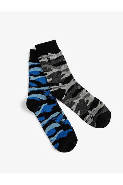 Koton Set de 2 șosete de camuflaj multicolore