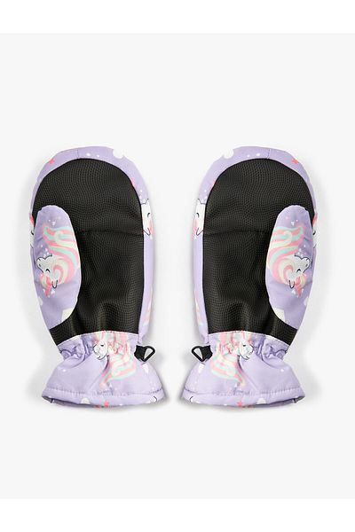 Koton Fingerless Fleece Gloves Unicorn Printed Fleece Lined