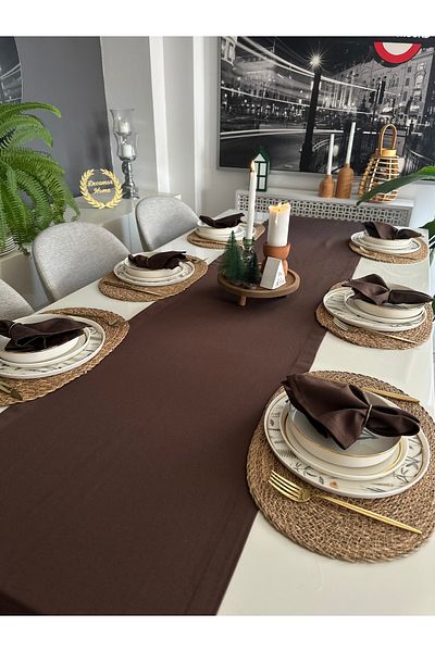 Decamor home Памучен дълъг бегач, устойчив на петна, кафяв
