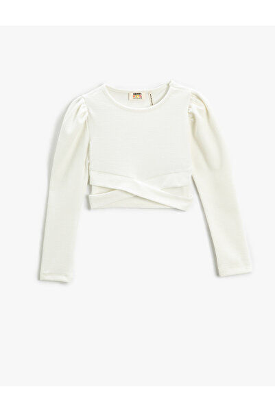 Koton Basic Crop T-Shirt, gerippt, langärmlig