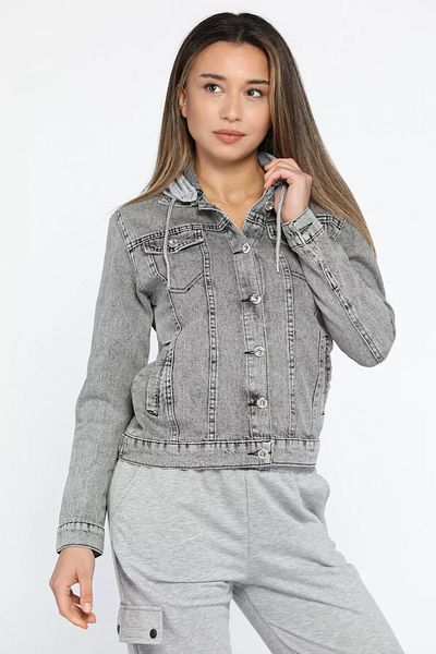 GÜLSELİ Anthracite Hooded Slim Fit Women's Denim Jean Jacket