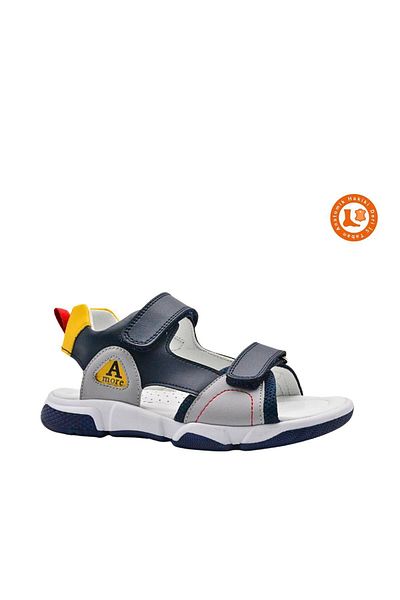kids A more Jong Double Velcro Leather Boys' Sandals Navy Blue