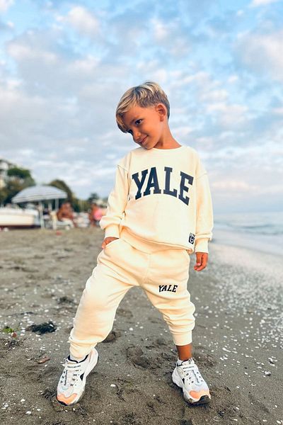 Monila New Season Unisex Children's 3 Thread Crew Neck Sweatshirt and Sweatpants Bottom Top Set