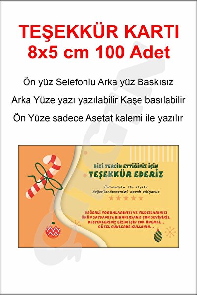 ÜRETİM 100 Adet Beş Yıldızlı Teşekkür Kartı - Hediye Kartı - Paketleme Kartı ...