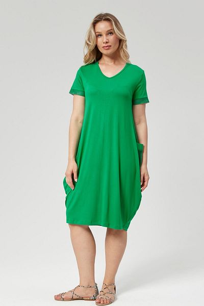 Ebsumu Πράσινο Φόρεμα Plus Size - Διχτυωτό με τσέπη και μανίκια