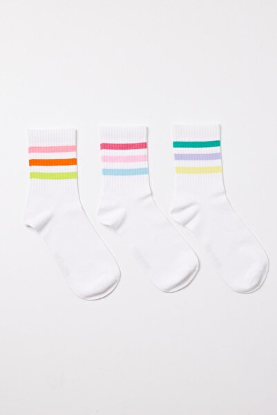 Katia&Bony 3 Πακέτο Girl's Colorful Derby Socks Neon Mix