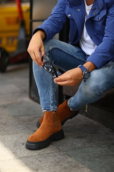 Serhat Özköroğlu - Tan Suede Chelsea Men's Boots