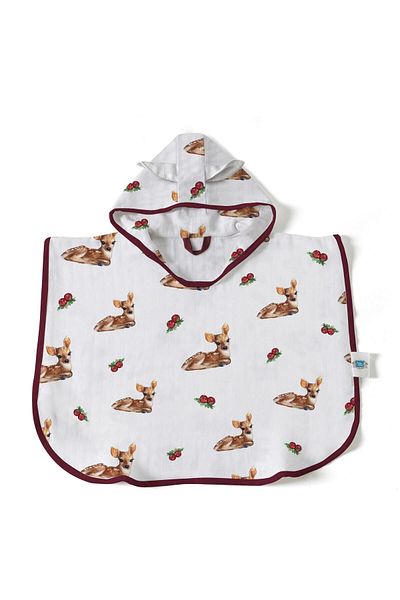 DEUX LAPINS Gazelle Patterned 100% Cotton Muslin Poncho for 4 Years Old Baby - Le Faon