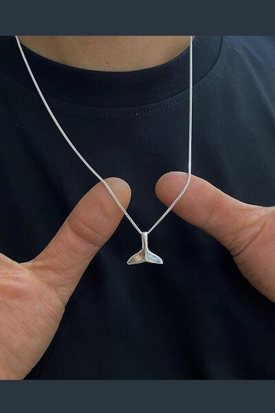 Erer Gümüş Gümüş yunus balina balık kuyruğu kolye uc562e6e2