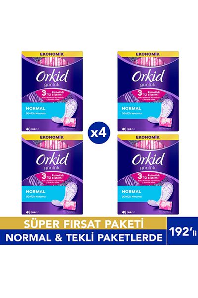Orkid 48 لي ديلي عادي 4 عبوات إجمالي 192 قطعة