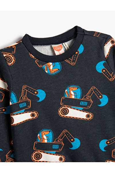 Koton Суитшърт Crane с щампа с кръгла яка и дълъг ръкав