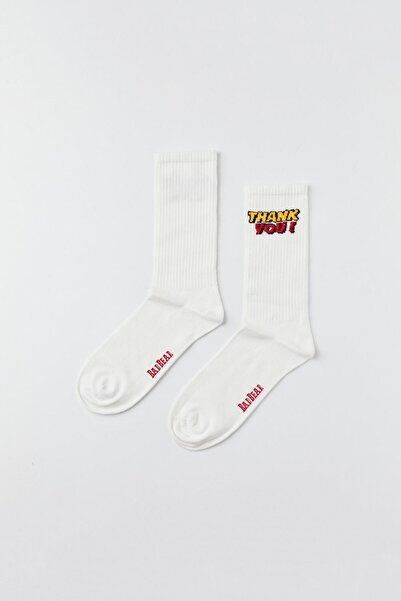 Bad Bear Talkiness White Unisex Socks
