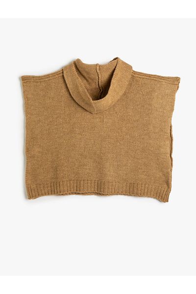 Koton Strickponcho, Oversize-Poncho mit Kapuze und Kängurutasche