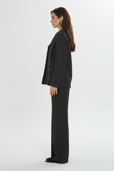 GİZİA Ön Cepli Düğme Detaylı Pantolonlu Gri Takım