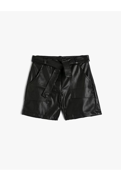 Koton Leather Look Shorts with Belt