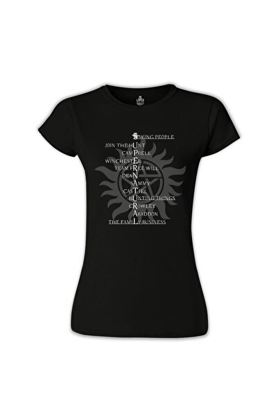 Lord T-Shirt Supernatural - Saving People Siyah Kadın Tshirt