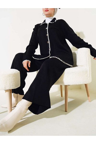 Lavanta Tekstil Hijab Knitwear Διπλό Σετ