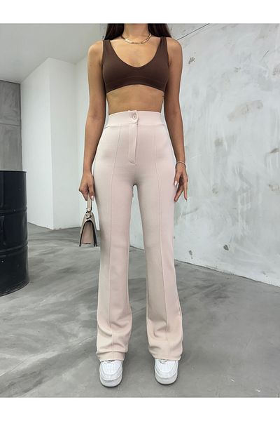 BİKELİFE Women's High Waist Lycra Recovery Flared Trousers