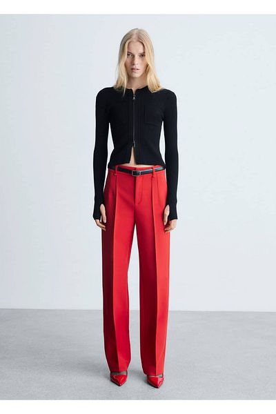 MANGO Woman Slim Knitwear Zipper Jacket