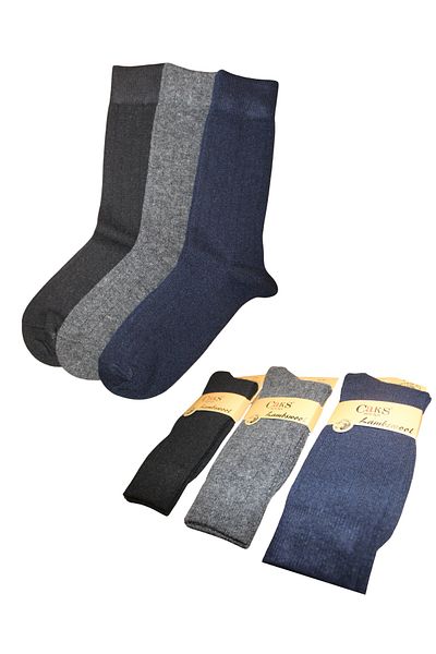 socksbox 3 ζευγάρια ανδρικές μάλλινες χειμερινές θερμικές κάλτσες χωρίς ραφές/Μαύρο-Μπλε-Γκρι