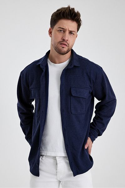 HAWKKİNG Ανδρικό πουκάμισο με διπλή τσέπη Oversize