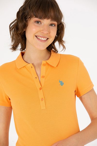 U.S. Polo Assn. Γυναικείο πορτοκαλί μπλουζάκι με γιακά πόλο Basic 50262675-VR051