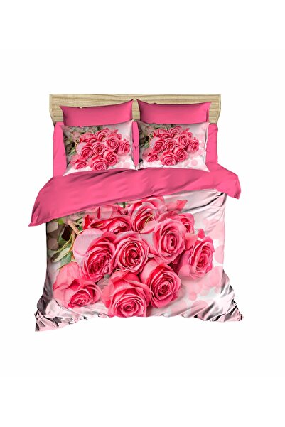 Fabeteks One Bunch of Pink Rose 3D Digital Double Duvet Cover Set