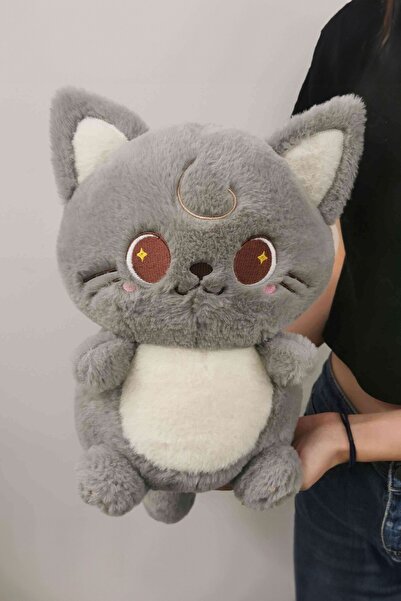 Miniso Lisanslı Çöl Yıldızı Serisi Kedi Peluş Oyuncak - Gri (25 cm)