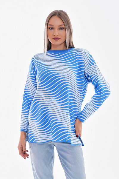 Pinpery Pulover de damă cu dungi albastre oversize, tricotaje pentru femei