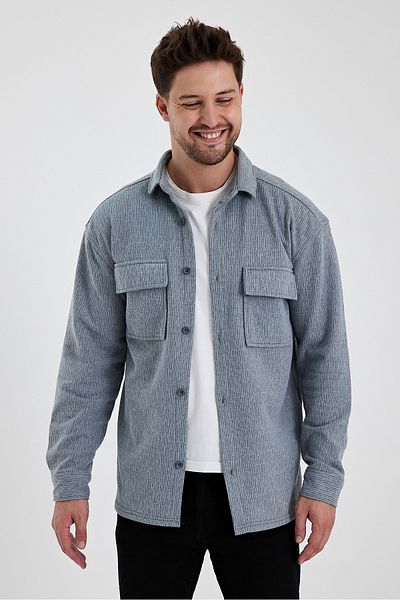 HAWKKİNG Ανδρικό πουκάμισο με διπλή τσέπη Oversize