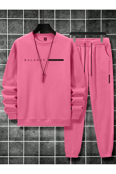 SeusCraft Pink Unisex Tracksuit Set - Balance Printed Hooded