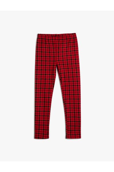 Koton Plaid Tights with Elastic Waist