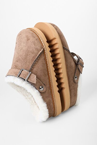 Shoeberry Women's Saboi Mink Suede Flat Slippers with Fur Inside