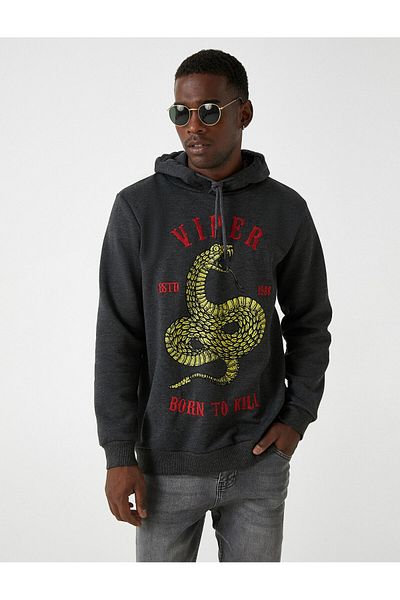 Koton Φούτερ με κουκούλα με στάμπα Snake Raised