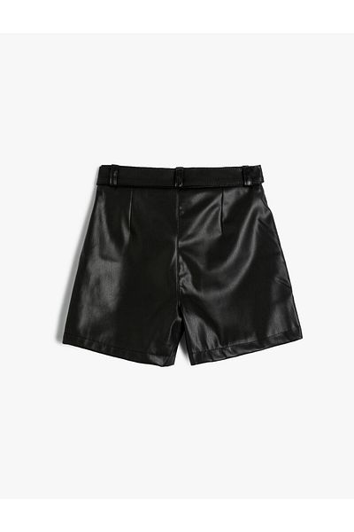 Koton Leather Look Shorts with Belt