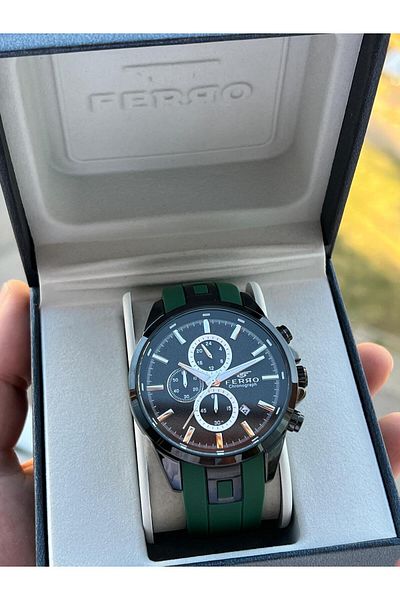 FERRO 30 Mt Water Resistant Men's Wristwatch - Silicone Cord, Internal Functions Active Efm.31380-Y5