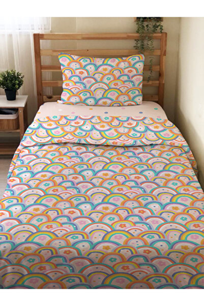 Evmila Rainbow Patterned Bed Sheetless Set of 2 Printed Single Duvet Cover Se...