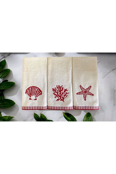 Lucy and Home Redline, Shepherd's Stitched Embroidered Hand, Face Towel 30X50Cm