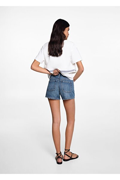 Mango Teen Düz kesim denim şort
