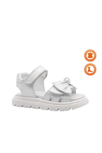 kids A more Mia Double Velcro Genuine Leather Girls' Sandals White