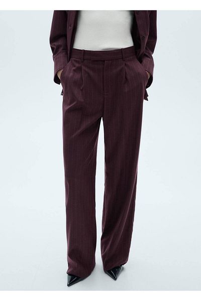 MANGO Woman Pantaloni plisați cu dungi