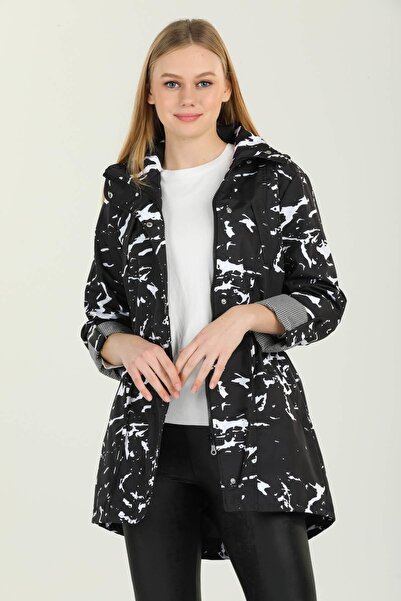 Mossta Camouflage Pattern Women's Trench Coat with Elastic Waist