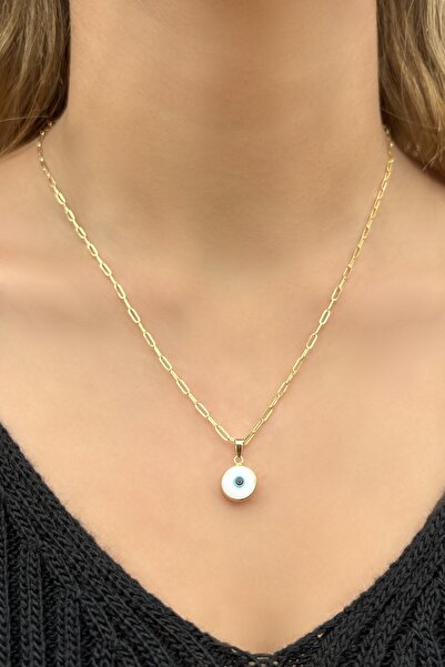 Altınaşkı Renkli Gözlü Ataş Altın Kolye