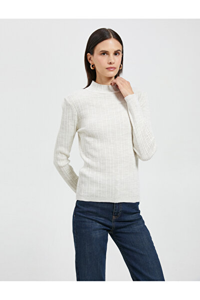 Koton Ribanalı Triko Kazak Yarım Balıkçı Yaka