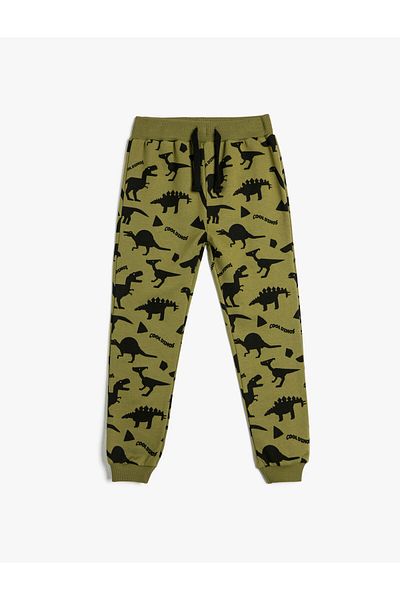 Koton Dinosaur Sweatpants Tie Waist Raised Cotton