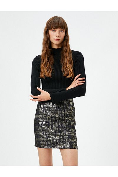 Koton Mini-Bleistiftrock Jacquard Hohe Taille