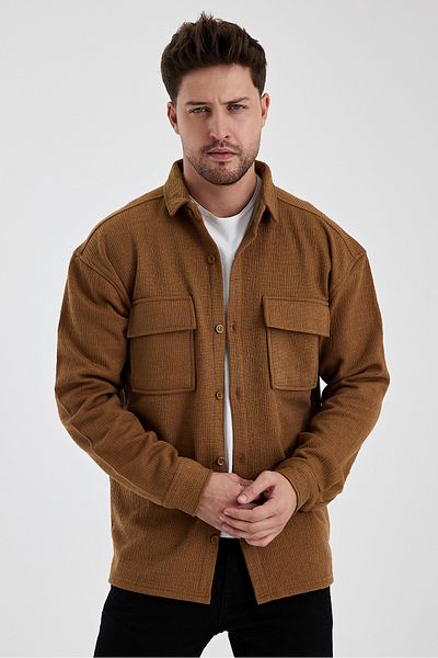 HAWKKİNG Ανδρικό πουκάμισο με διπλή τσέπη Oversize