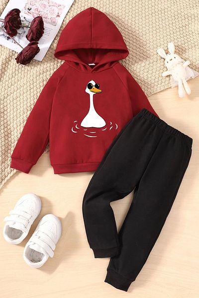 uyguntarz Duck Printed Children's Comfortable Tracksuit Set