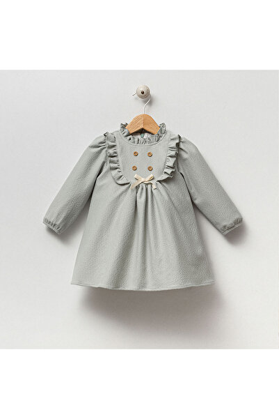 Ma Moi Baby Annabel Mint Düğme Detaylı Kız Bebek Elbise